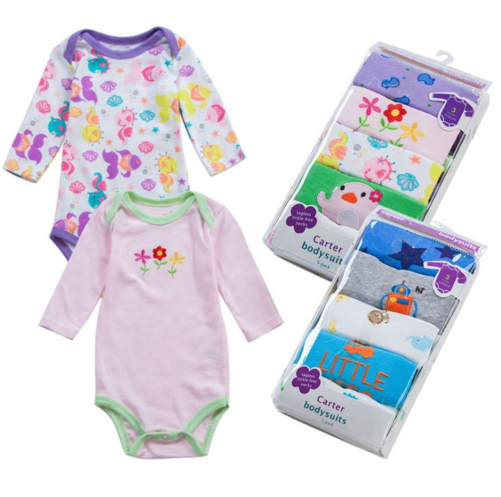 Long-Sleeved Baby Romper 5-Pack