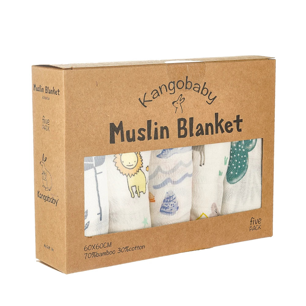 Kangobaby 5-PCS Muslin Swaddle Set