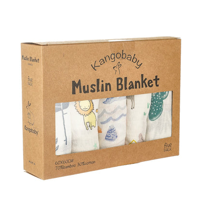 Kangobaby 5-PCS Muslin Swaddle Set