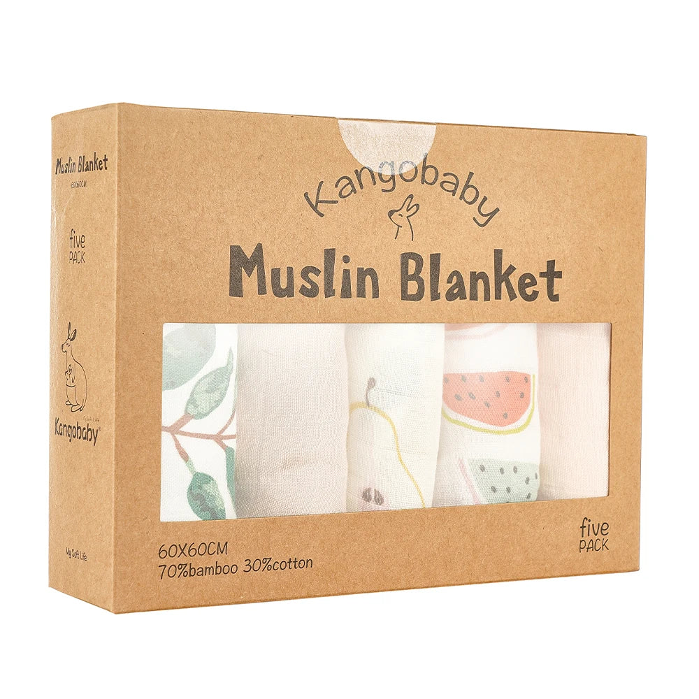 Kangobaby 5-PCS Muslin Swaddle Set