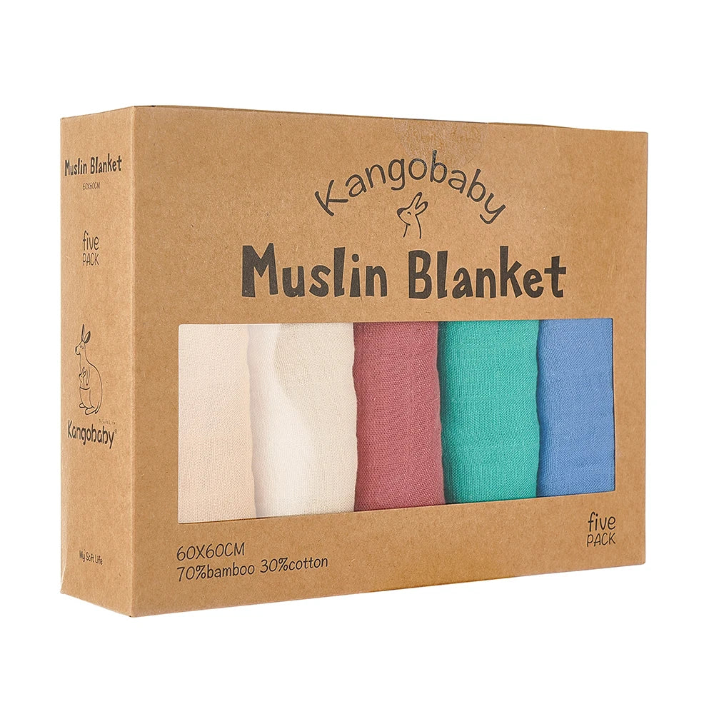 Kangobaby 5-PCS Muslin Swaddle Set
