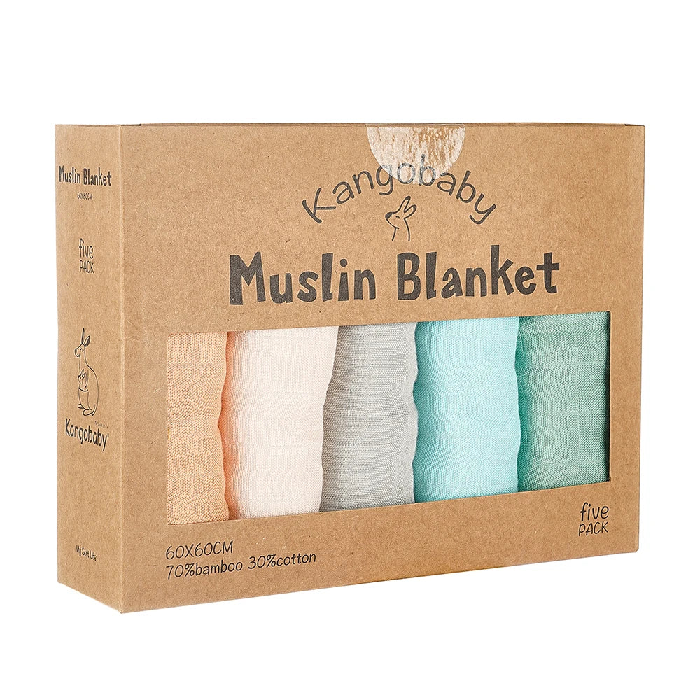 Kangobaby 5-PCS Muslin Swaddle Set