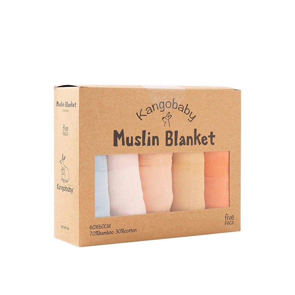 Kangobaby 5-PCS Muslin Swaddle Set