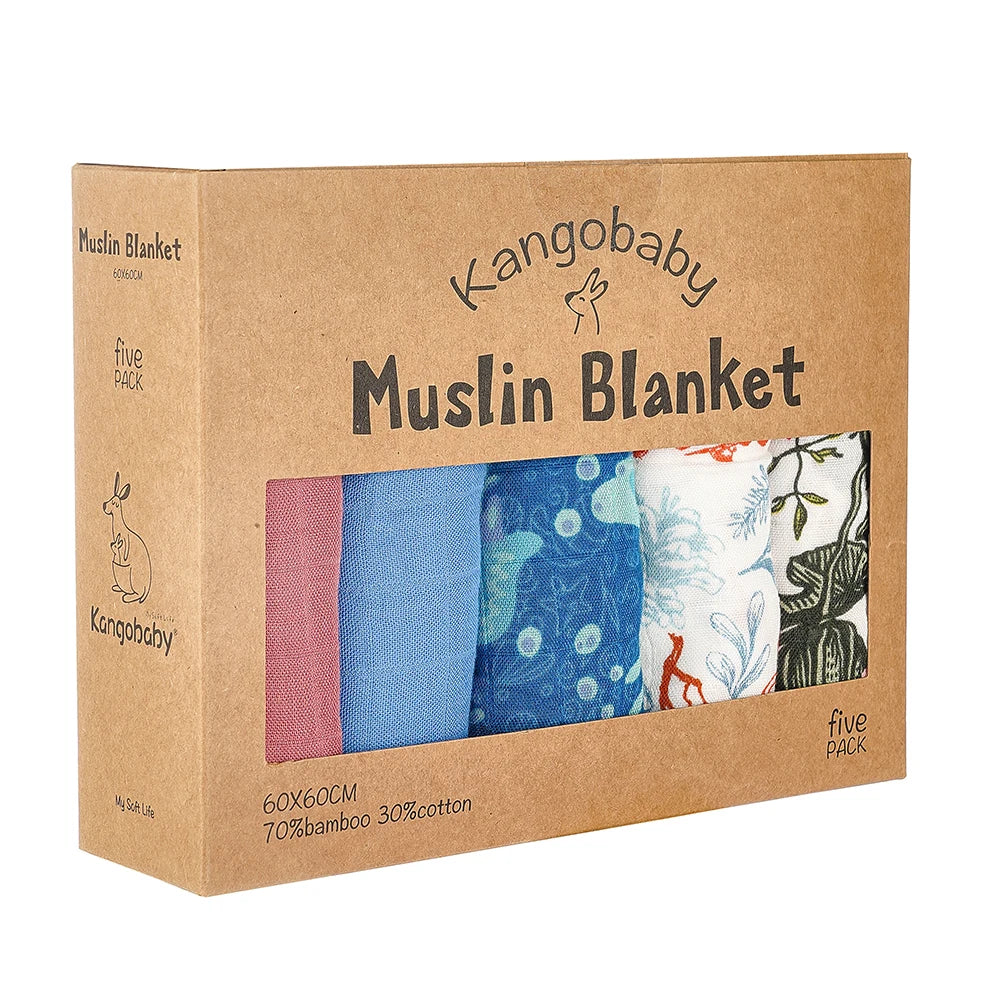 Kangobaby 5-PCS Muslin Swaddle Set