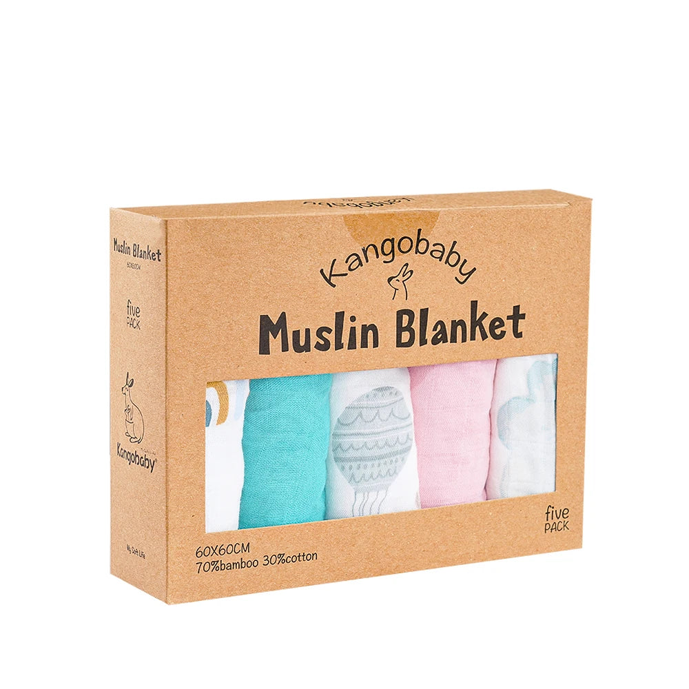 Kangobaby 5-PCS Muslin Swaddle Set