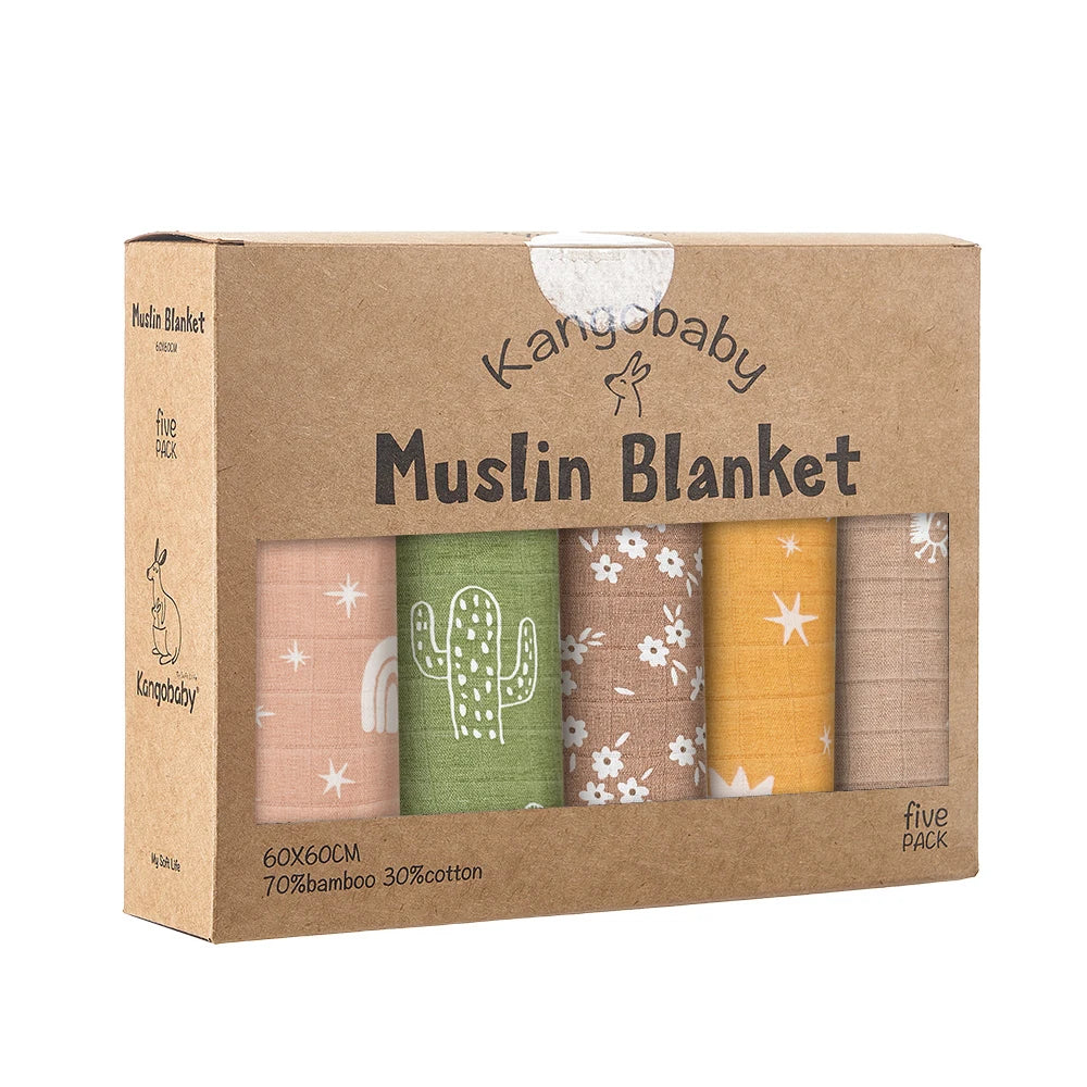 Kangobaby 5-PCS Muslin Swaddle Set