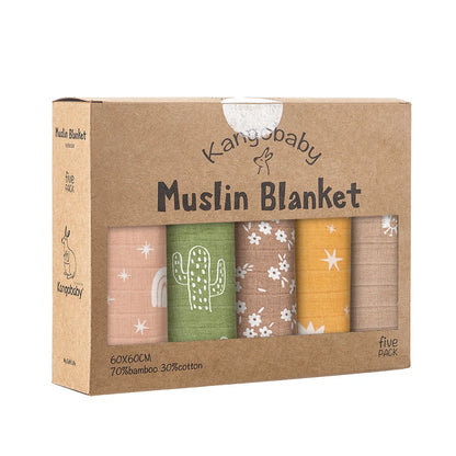 Kangobaby 5-PCS Muslin Swaddle Set