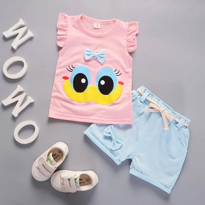 Summer Fashion Girls Vest Shorts 2Pcs/Sets