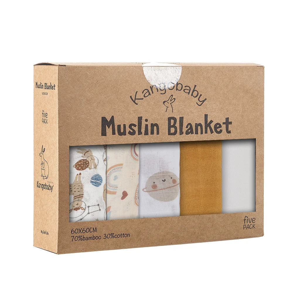 Kangobaby 5-PCS Muslin Swaddle Set