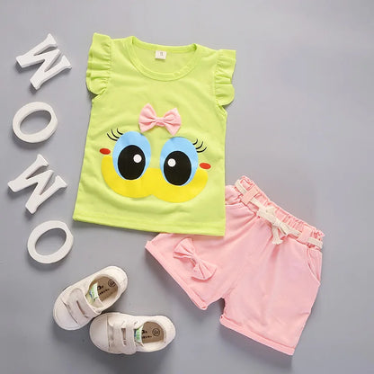 Summer Fashion Girls Vest Shorts 2Pcs/Sets