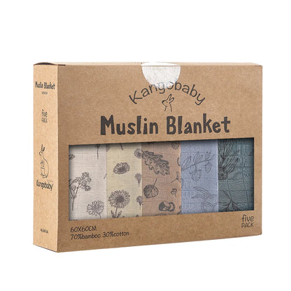 Kangobaby 5-PCS Muslin Swaddle Set