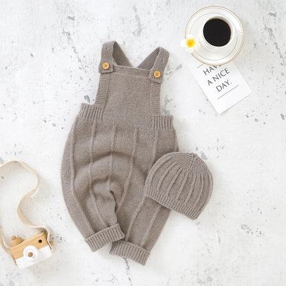 Knitted Baby Romper & Hat Set
