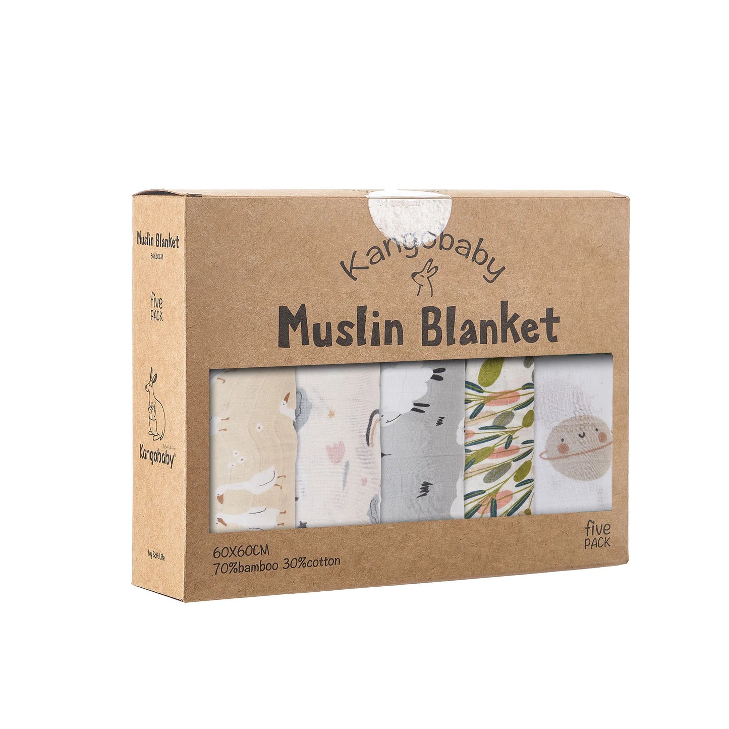 Kangobaby 5-PCS Muslin Swaddle Set