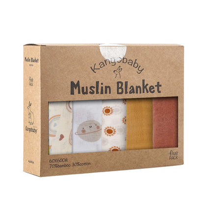 Kangobaby 5-PCS Muslin Swaddle Set