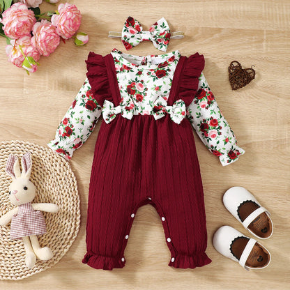 Girl Romper Cute Floral Long Sleeve