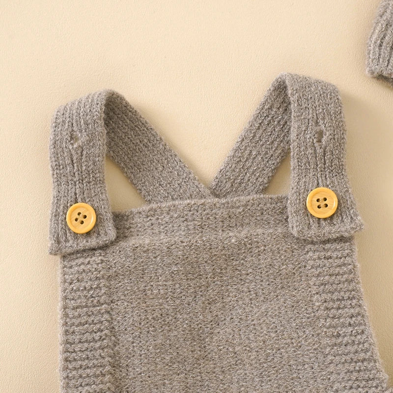 Knitted Baby Romper & Hat Set