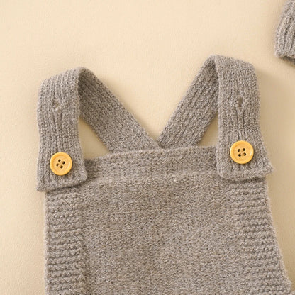 Knitted Baby Romper & Hat Set
