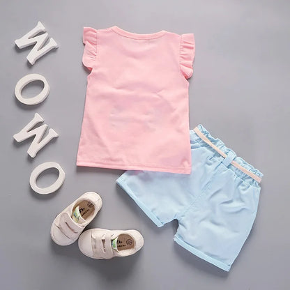 Summer Fashion Girls Vest Shorts 2Pcs/Sets