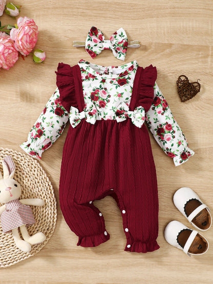 Girl Romper Cute Floral Long Sleeve