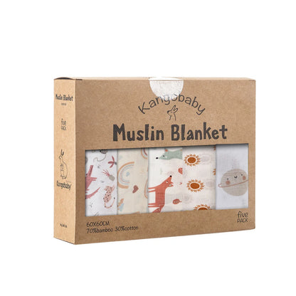 Kangobaby 5-PCS Muslin Swaddle Set