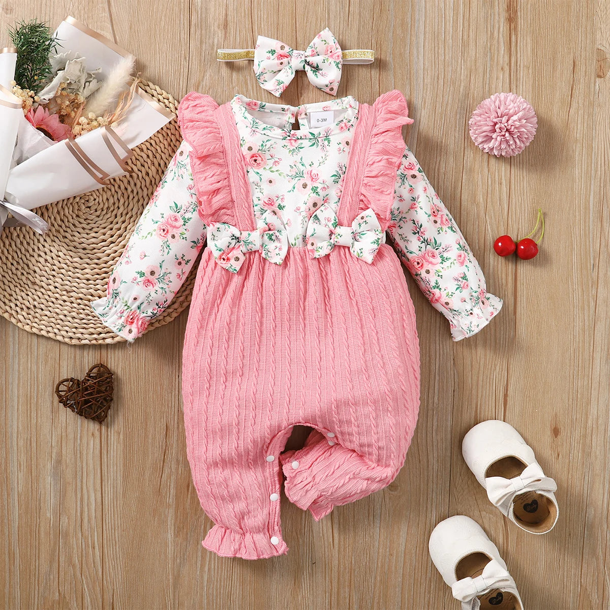 Girl Romper Cute Floral Long Sleeve