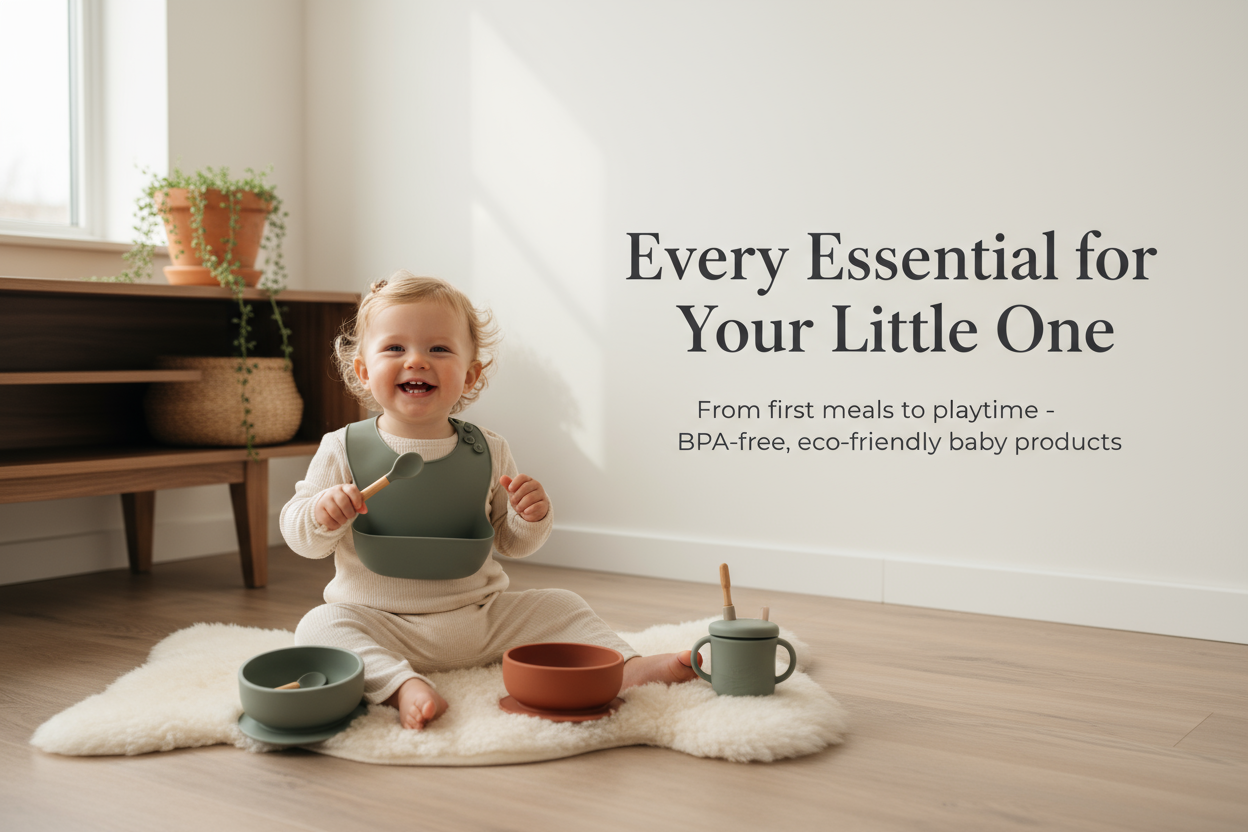 Baby's Essentials Banner with integrated text on wall